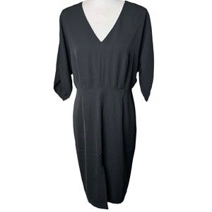 NWT Banana Republic Black Short Sleeve Lined Midi Dress Size 12 a6